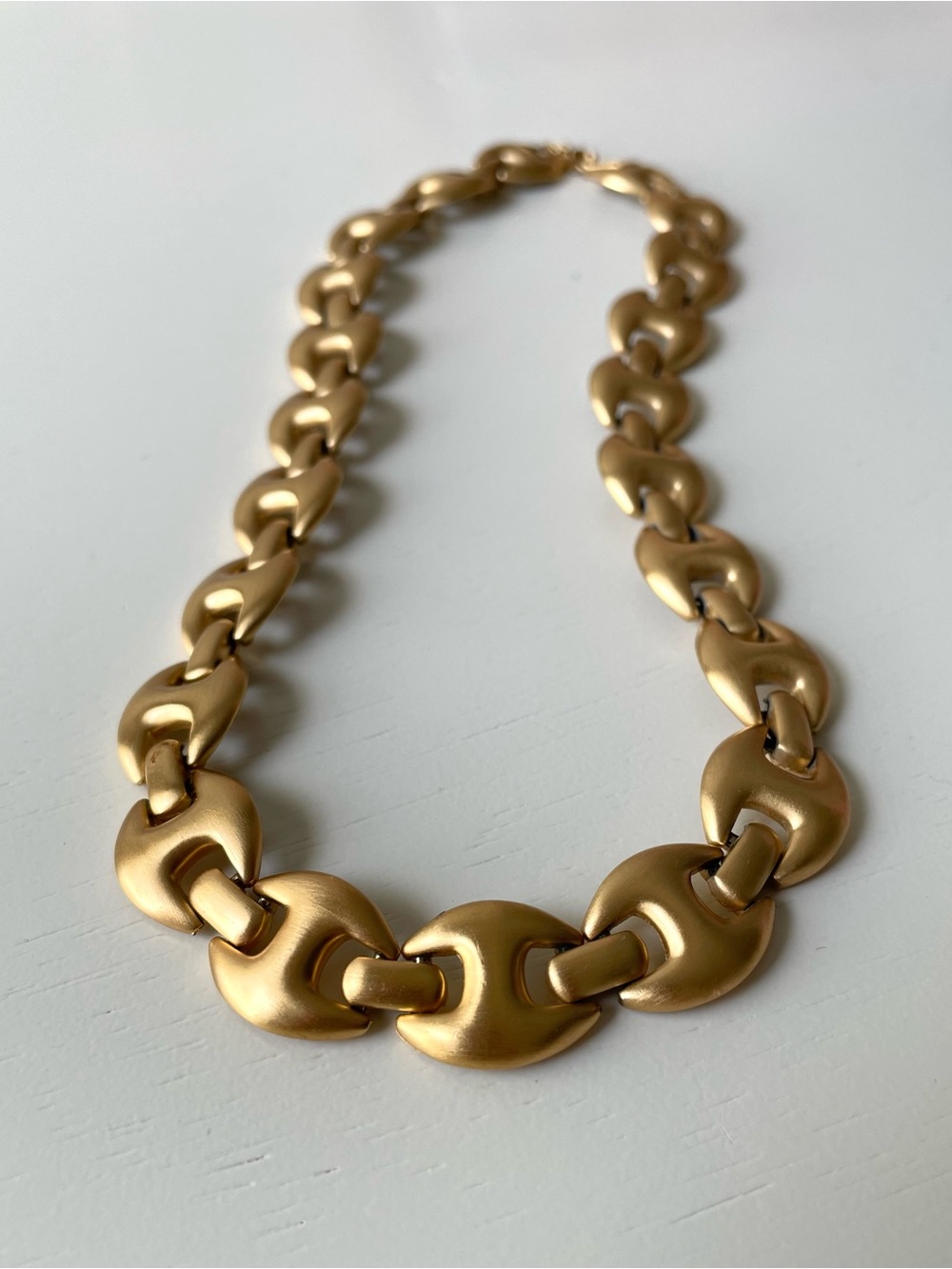 Vintage Monet matte goldtone link choker necklace horse bit Old Money - Picture 1 of 15